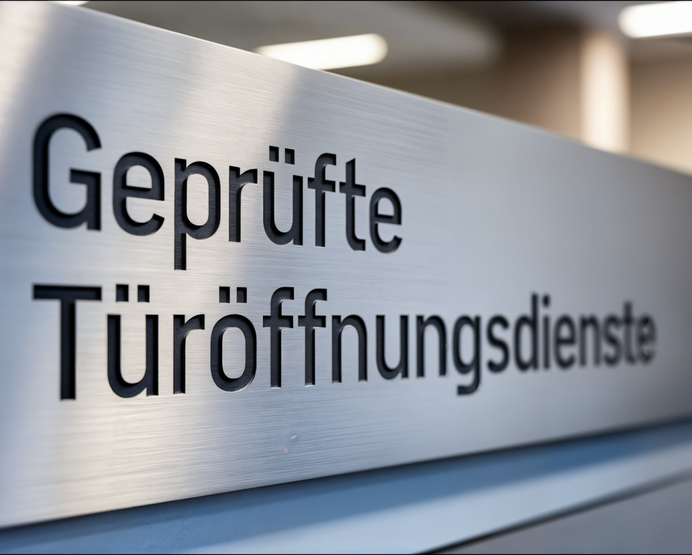 Geprüfte Türöffnungsdienste auf einer silbernen Tafel.